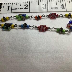 Millefiori flowered color beads bracelet
